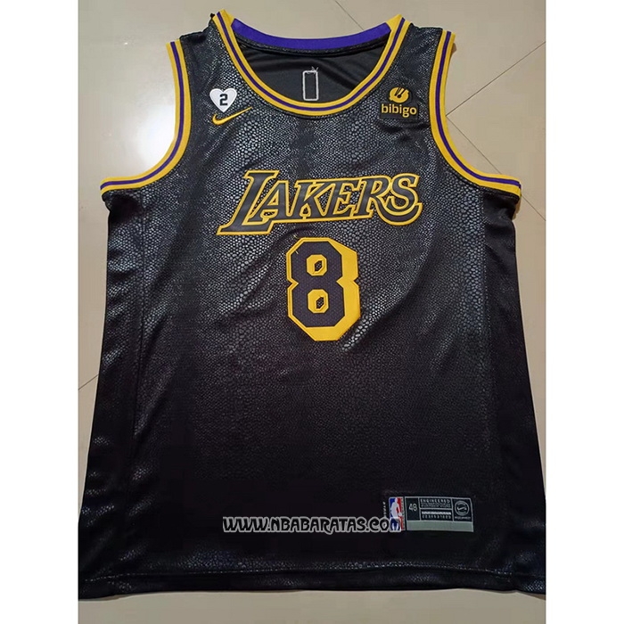 Camiseta Los Angeles Lakers Kobe Bryant #8 24 Black Mamba Negro